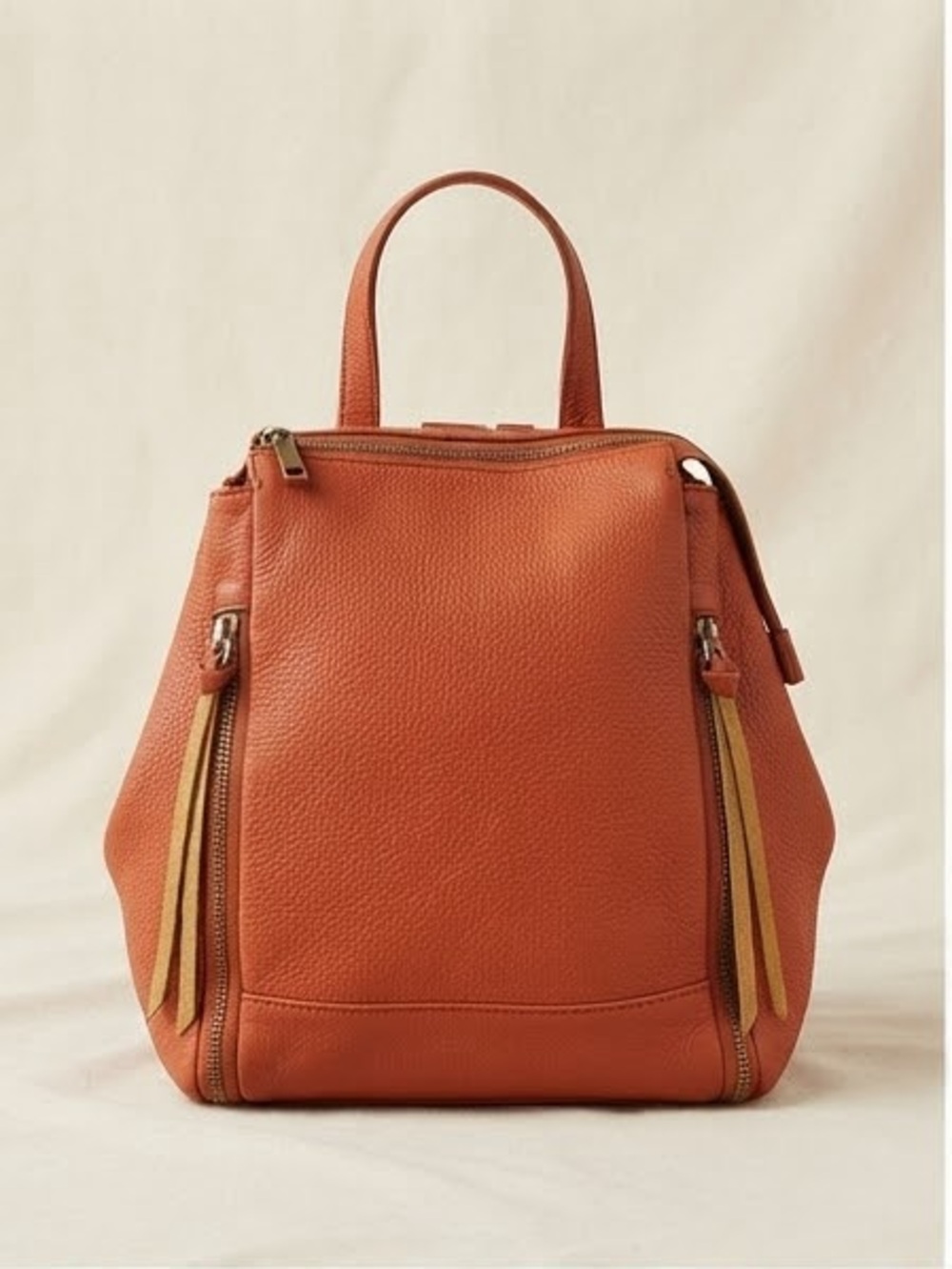 Laura Di Maggio Milano Orange Leather Backpack Tote - Classic Carryalle